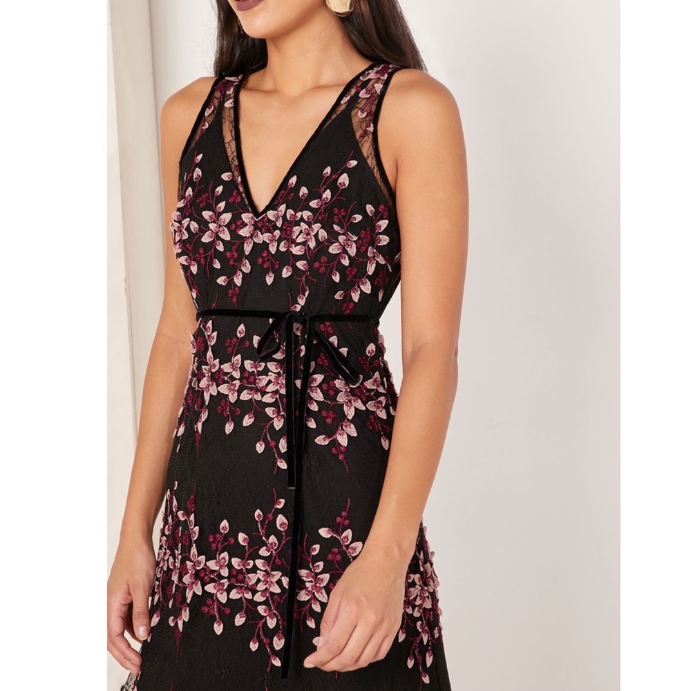 Foxiedox Anthropologie Ziva All Over Lace Embroidered Floral Sleeveless Dress